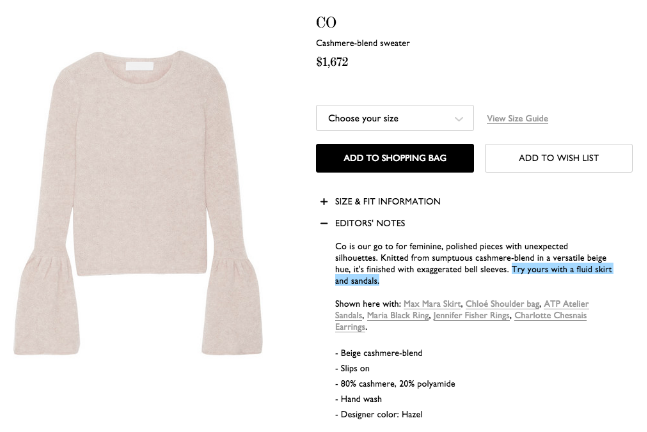 Net-a-Porter Product Description